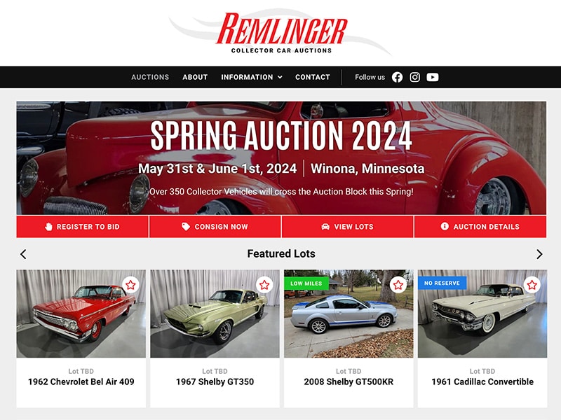 Website Redesign: Remlinger Classic Car Auctions