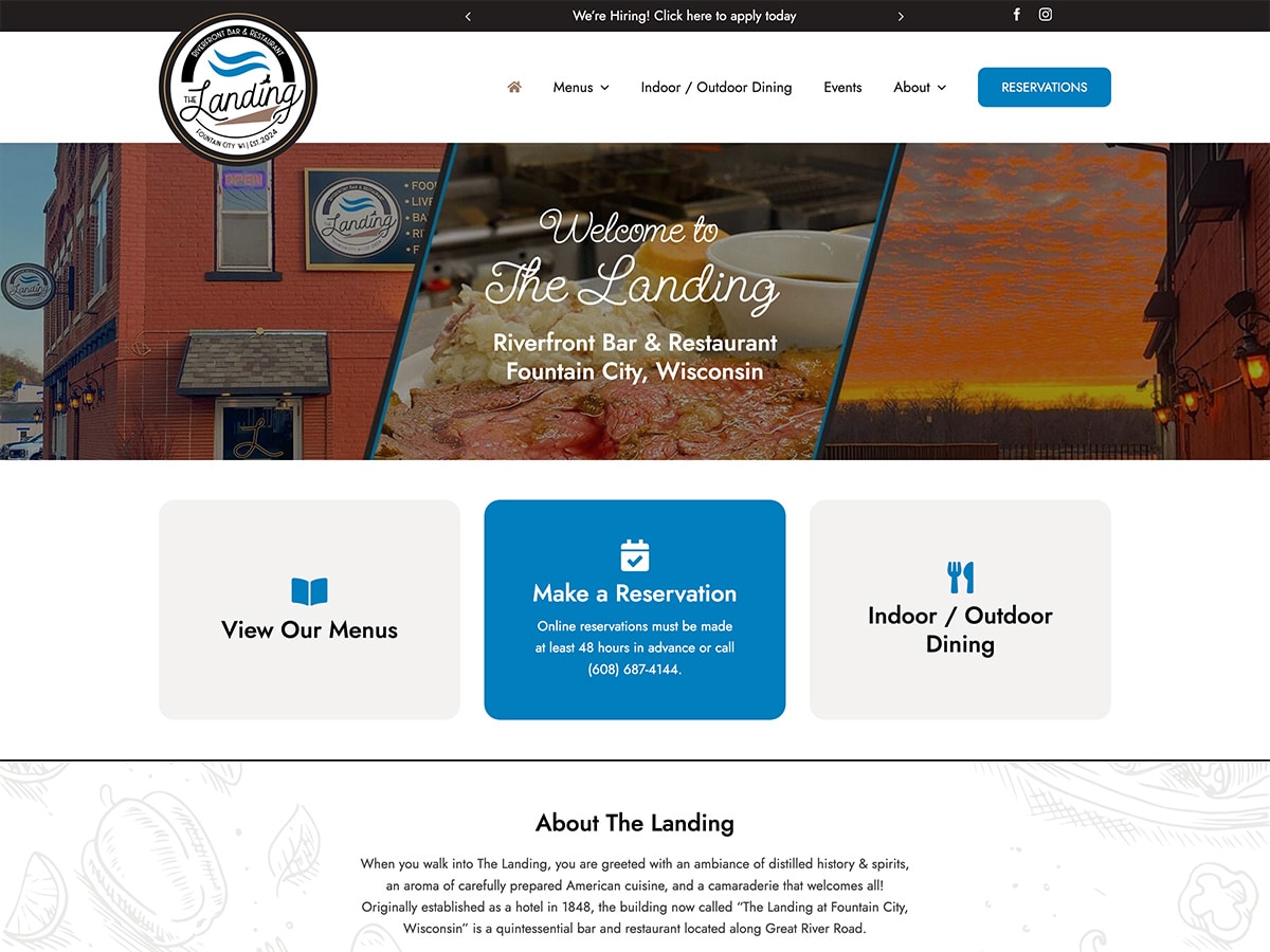 Restaurant website launch for The Landing