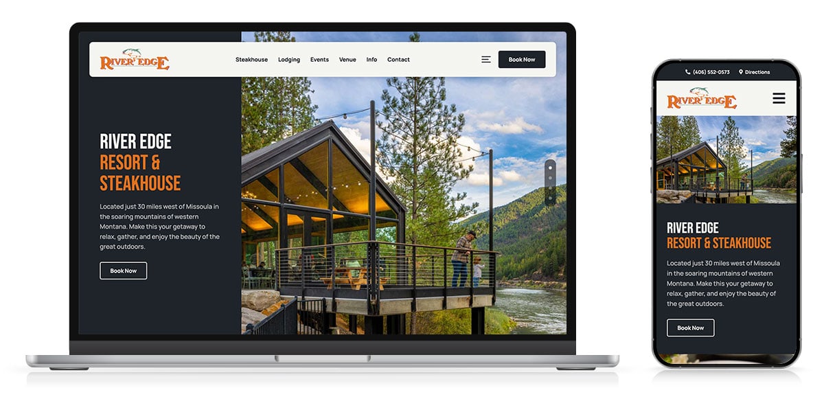 river edge resort website responsive
