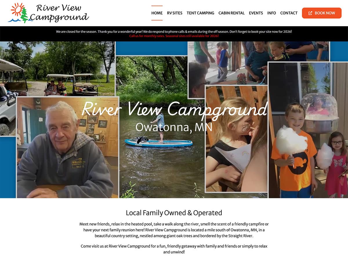riverview campground website screenshot