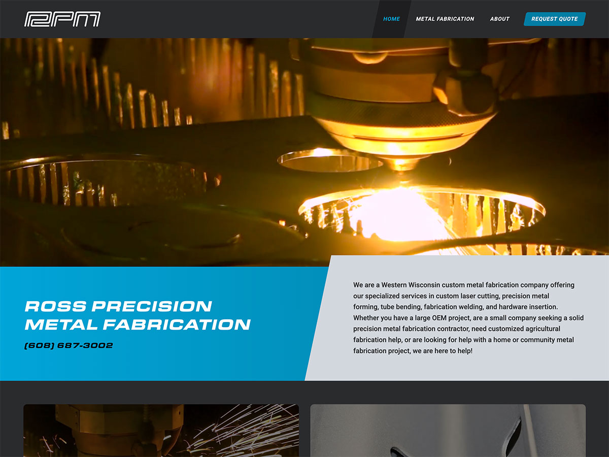 ross precision metal fab website screenshot