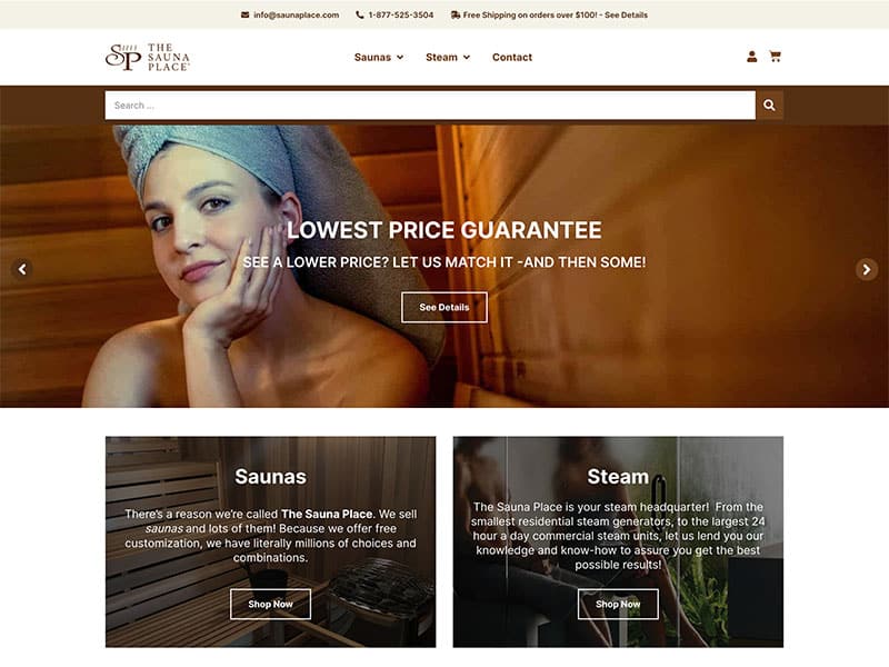 Ecommerce Website Design - Sauna Place