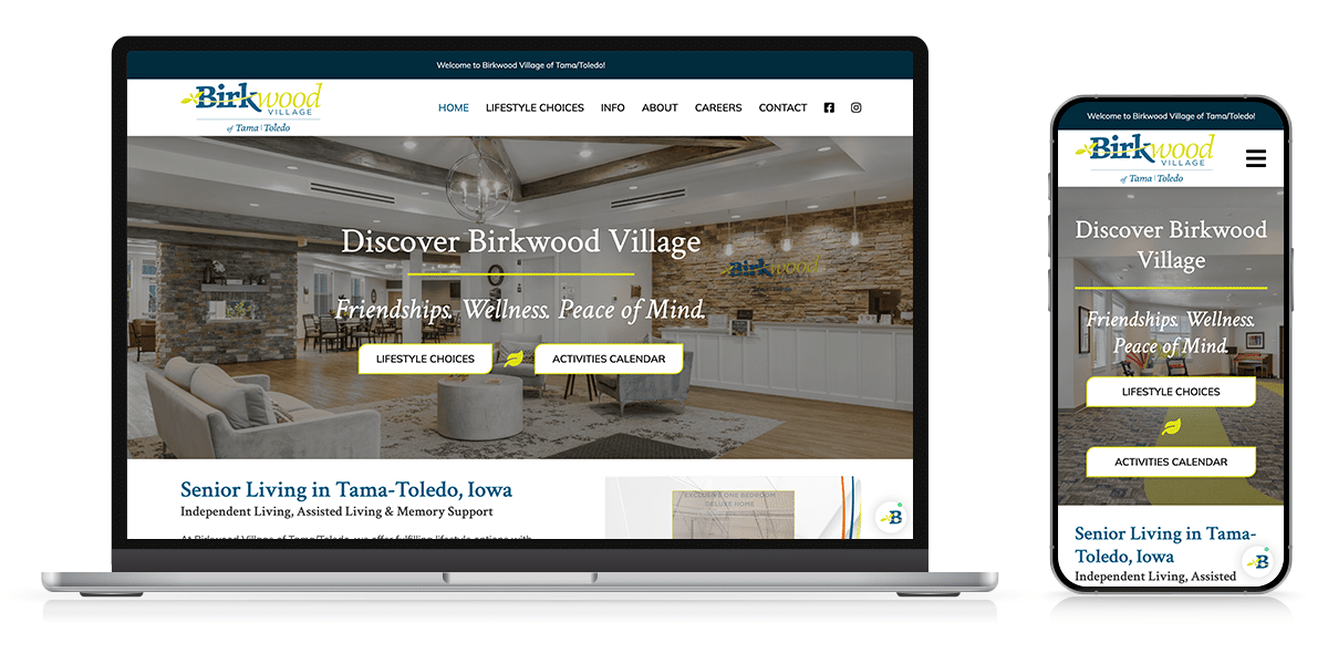 senior community website design birkwood