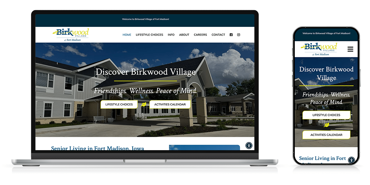 Senior living website design for Birkwood Village of Fort Madison
