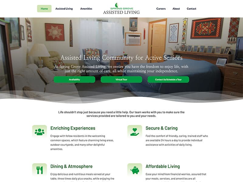 Senior Living Website Design - Spring Grove Assisted Living
