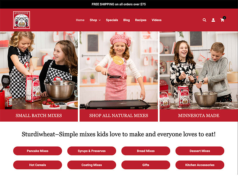 Website Launch: Sturdiwheat Pancakes & Mixes
