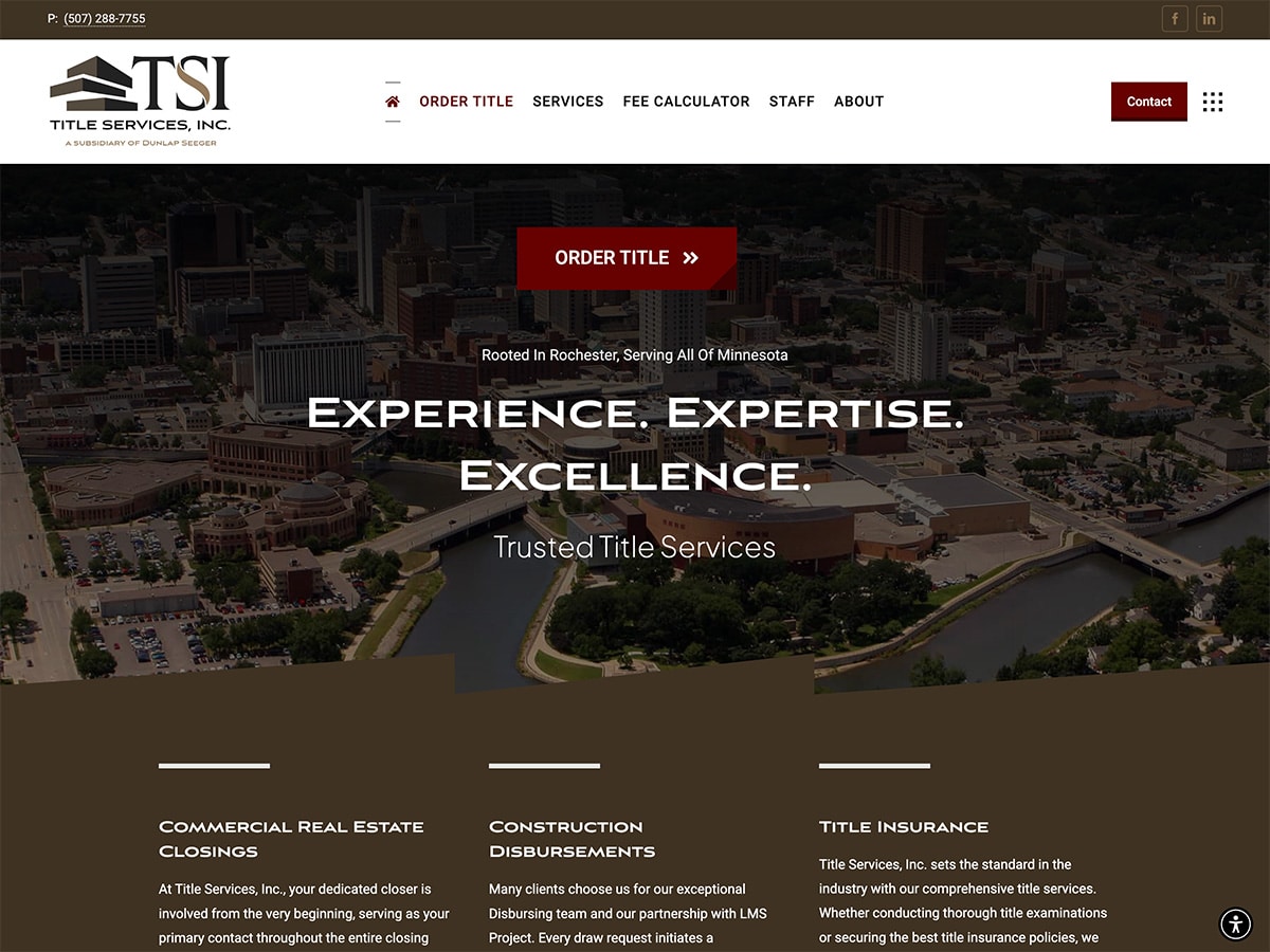 Professional website redesign for Title Services in Rochester, MN.