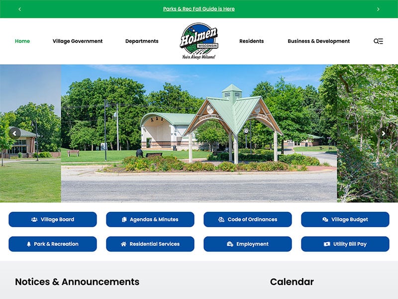 Municipality Website Design - Village of Holmen