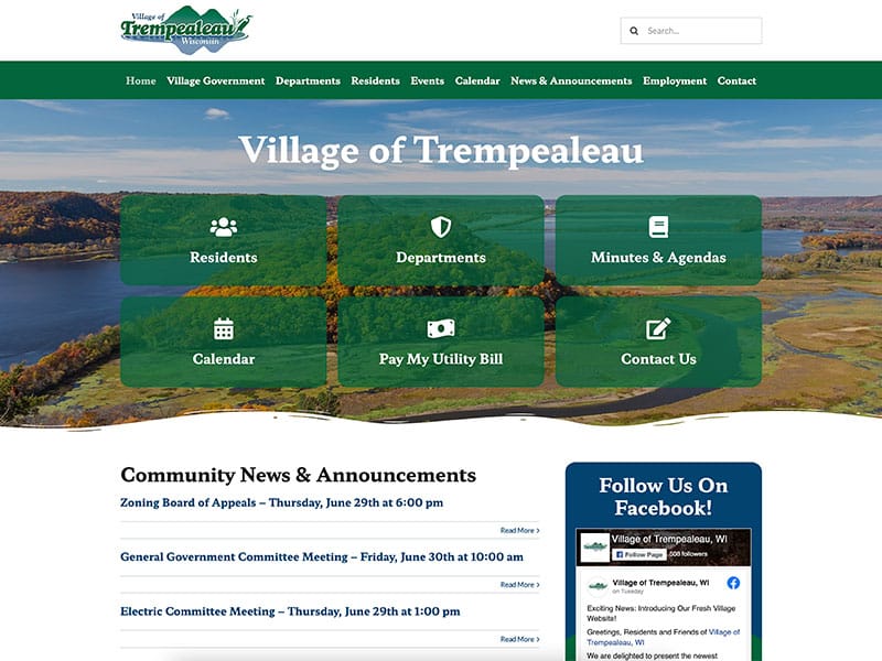 Municipal Website Design - Village of Trempealeau