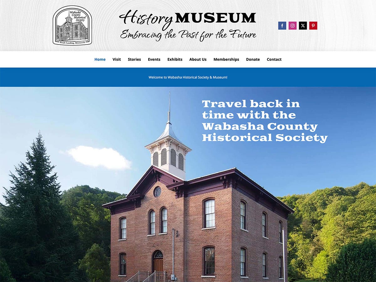 wabasha county historical society web screenshot