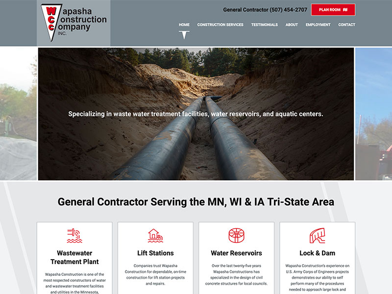 Construction Website Design - Wapasha Construction