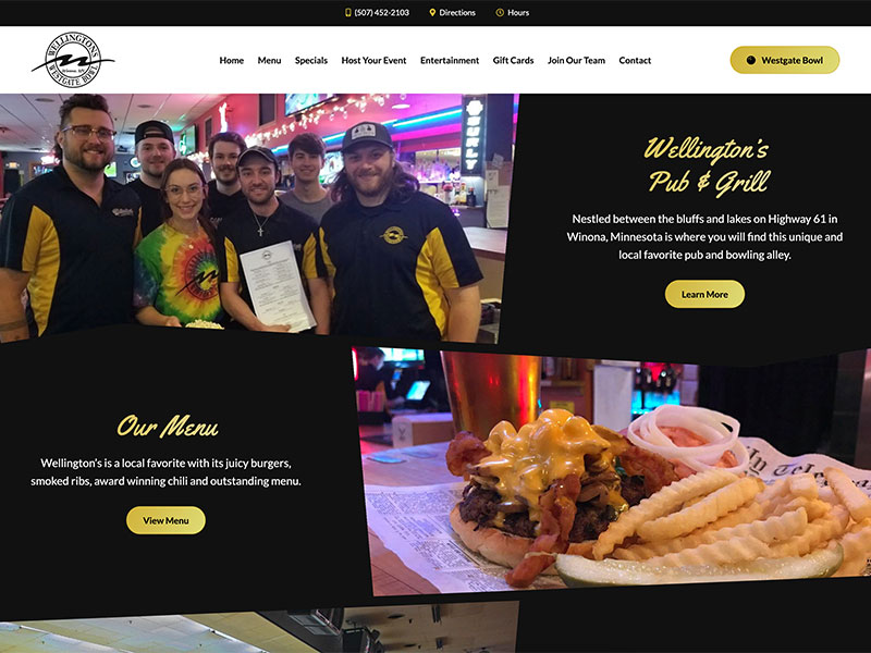 Restaurant Website Design - Wellington's Pub & Grill