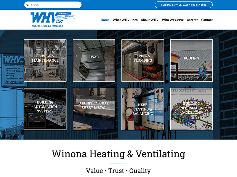 Plumbing Website Design - Winona Heating & Ventilation