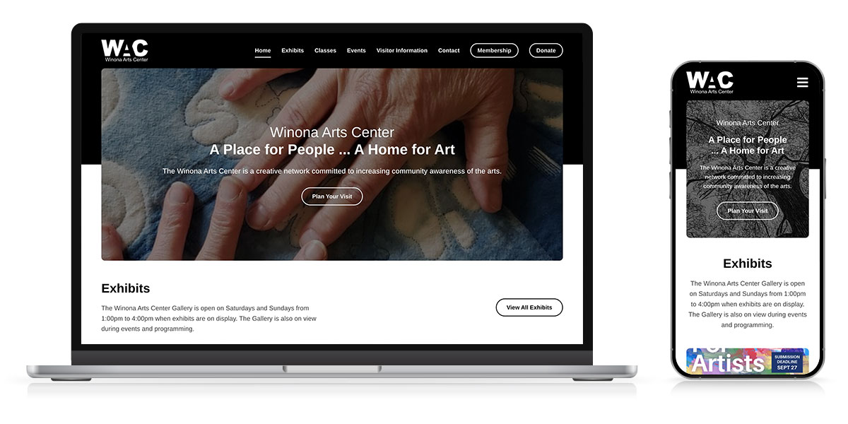winona art center website responsive