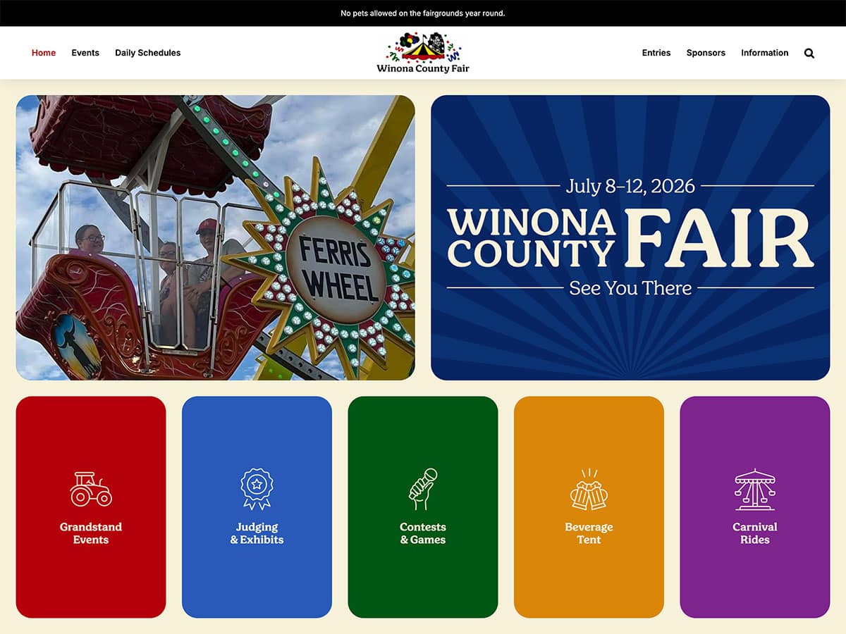 winona county fair website screenshot
