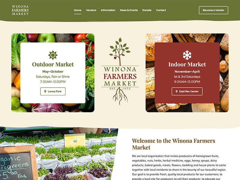 Website Launch: Winona Farmers Market