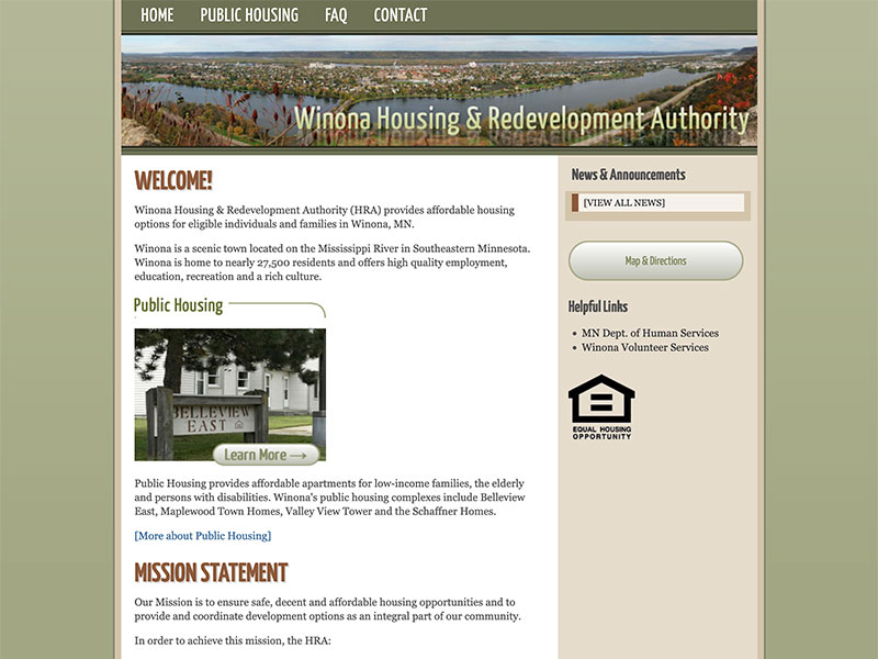 Website Update: Winona Housing & Redevelopment Authority