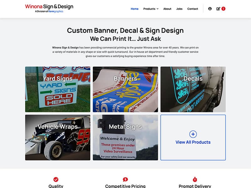 Manufacturing Website Design - Winona Sign & Design